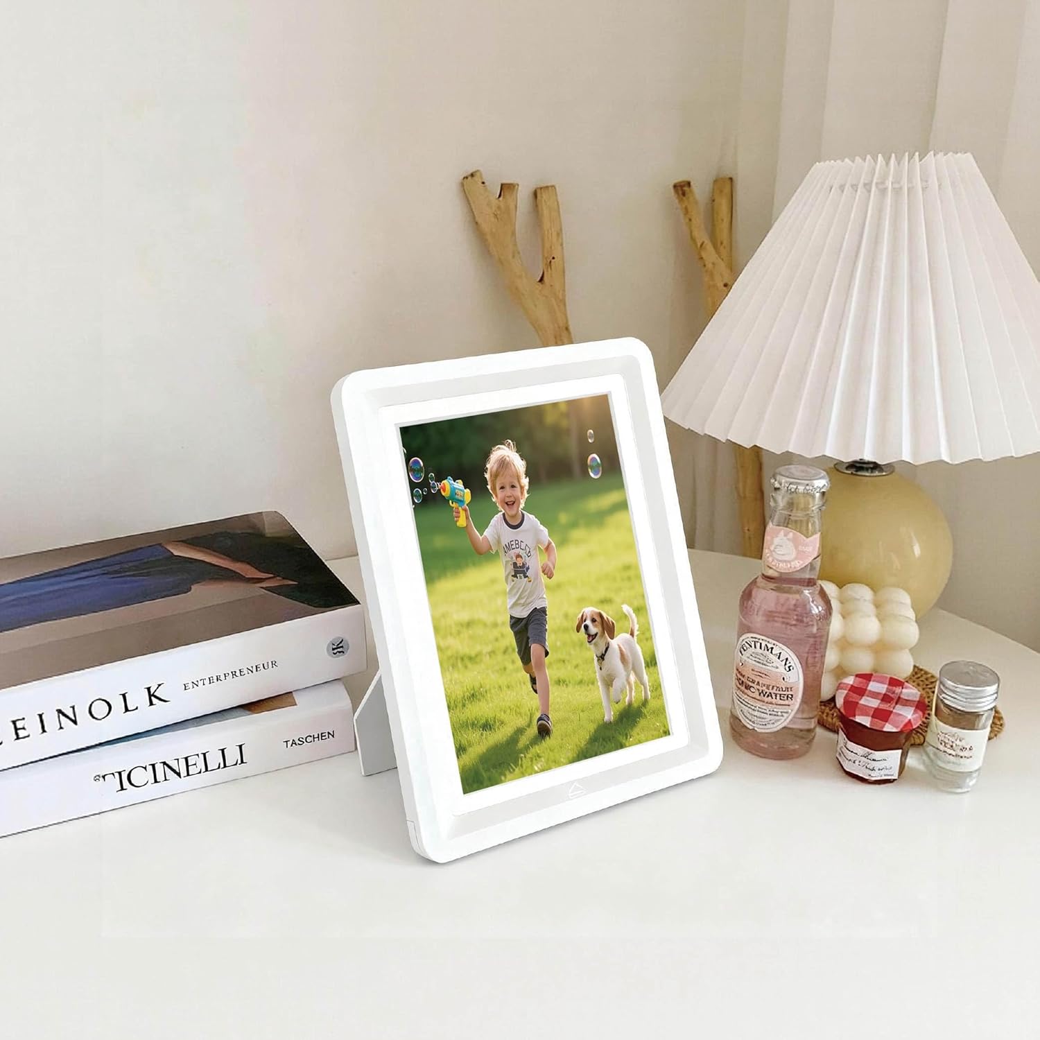 White 5x7 Picture Frame with Acrylic Front 2 Pack, ABS Frame for 5x7 or 4x7 Photos, Shatterproof UV-Resistant Tabletop Photo Frame, Vertical/Horizontal Display for Home Décor