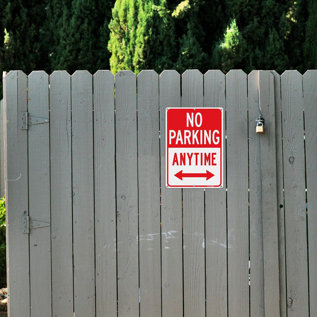 T&R No Parking Anytime Sign - 4 Pack - 14 x 10 Inches Rust Free .040 Aluminum Reflective - UV Protected, Waterproof, Weatherproof and Fade Resistant - 6 Pre-drilled Holes