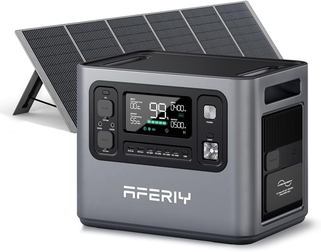 AFERIY P280 2800W Portable Power Station with 400W Solar Panel, 2048Wh LiFePO4 Battery,Expandable to 10kWh,1800W AC Charging Less 38 mins,UPS Solar Generator for Home Use,Power Outages,Camping,and RVs