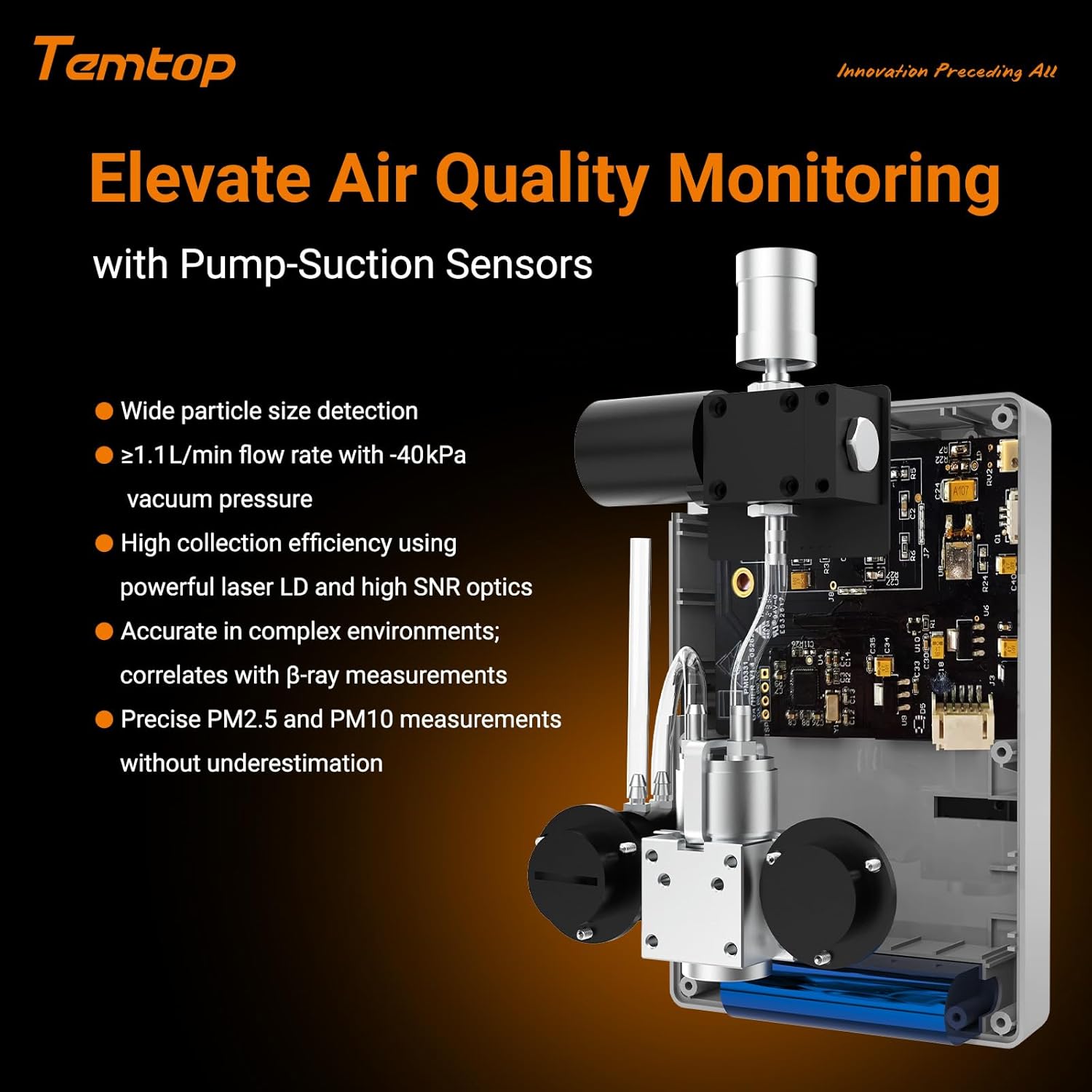 Temtop PMD351 Professional Aerosol Mass Monitor - Handheld PM1.0, PM2.5, PM10 & TSP Monitor with RS-485 for Industrial Hygiene and Environmental Compliance