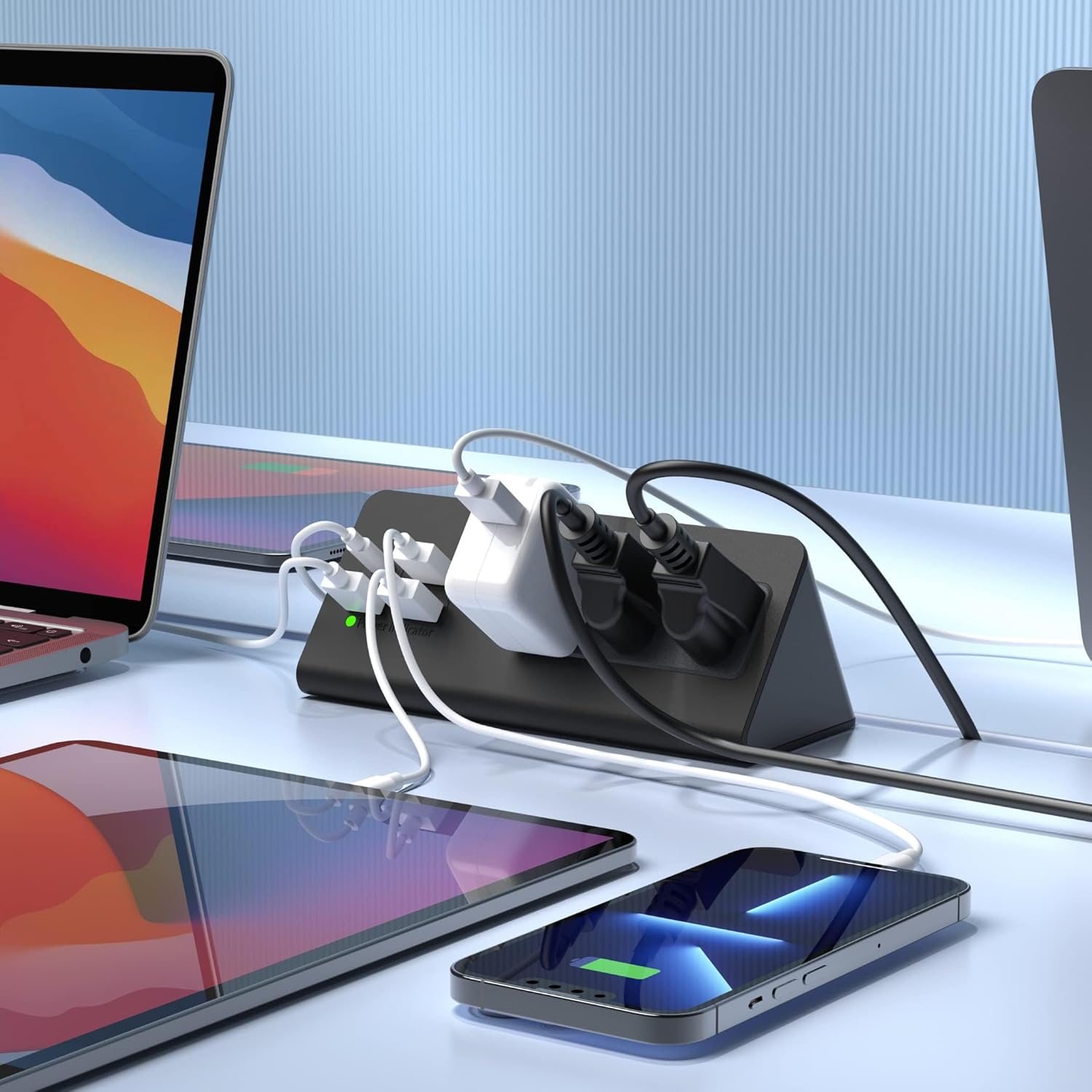 Power Charge Station Edge clamp Mount with USB-C Ports，Tabletop Surge Protector, Desk Clamp Power Sockets with 3 AC Outlets and 4 Fast Charging USB Ports for Home Office Hotel and Dormitory (Black)