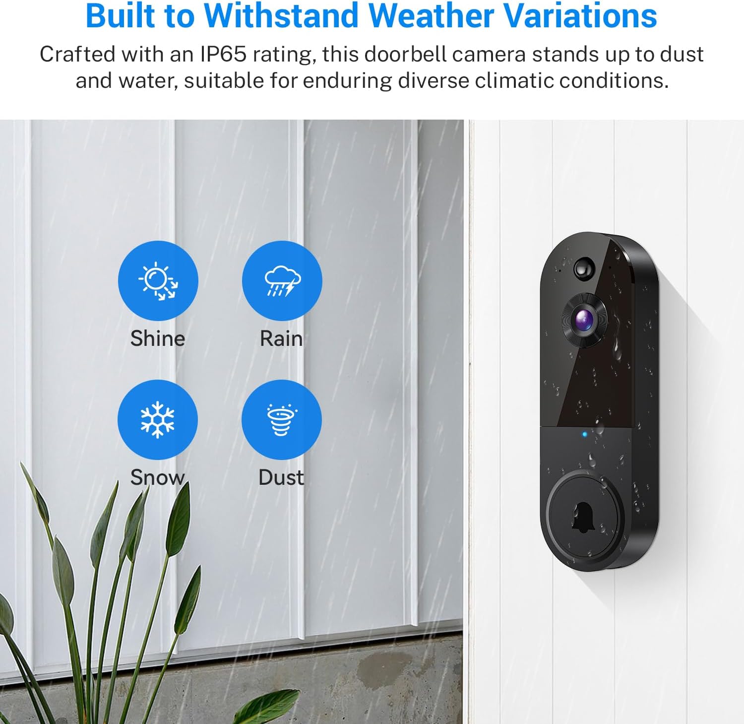 1080p Wireless Video Doorbell Camera with Indoor Receiver, AI Human Detection, 2-Way Audio, Night Vision, Cloud Storage, Real-Time Alerts, Smart Home Protection (Black)