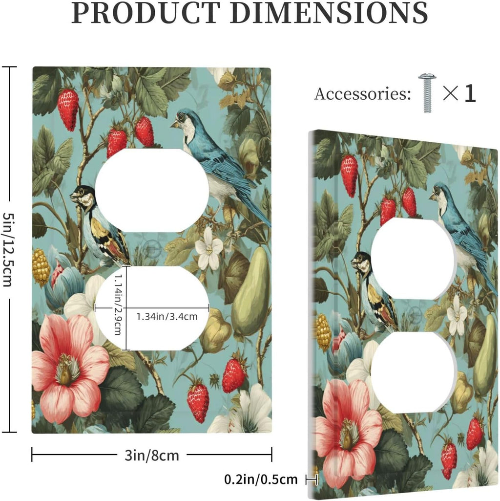 William Morris Flower Duplex Outlet Wall Plate Cover Decorative Light Switch Covers Electrical Faceplate Switch Plates for Bathroom Kitchen Home