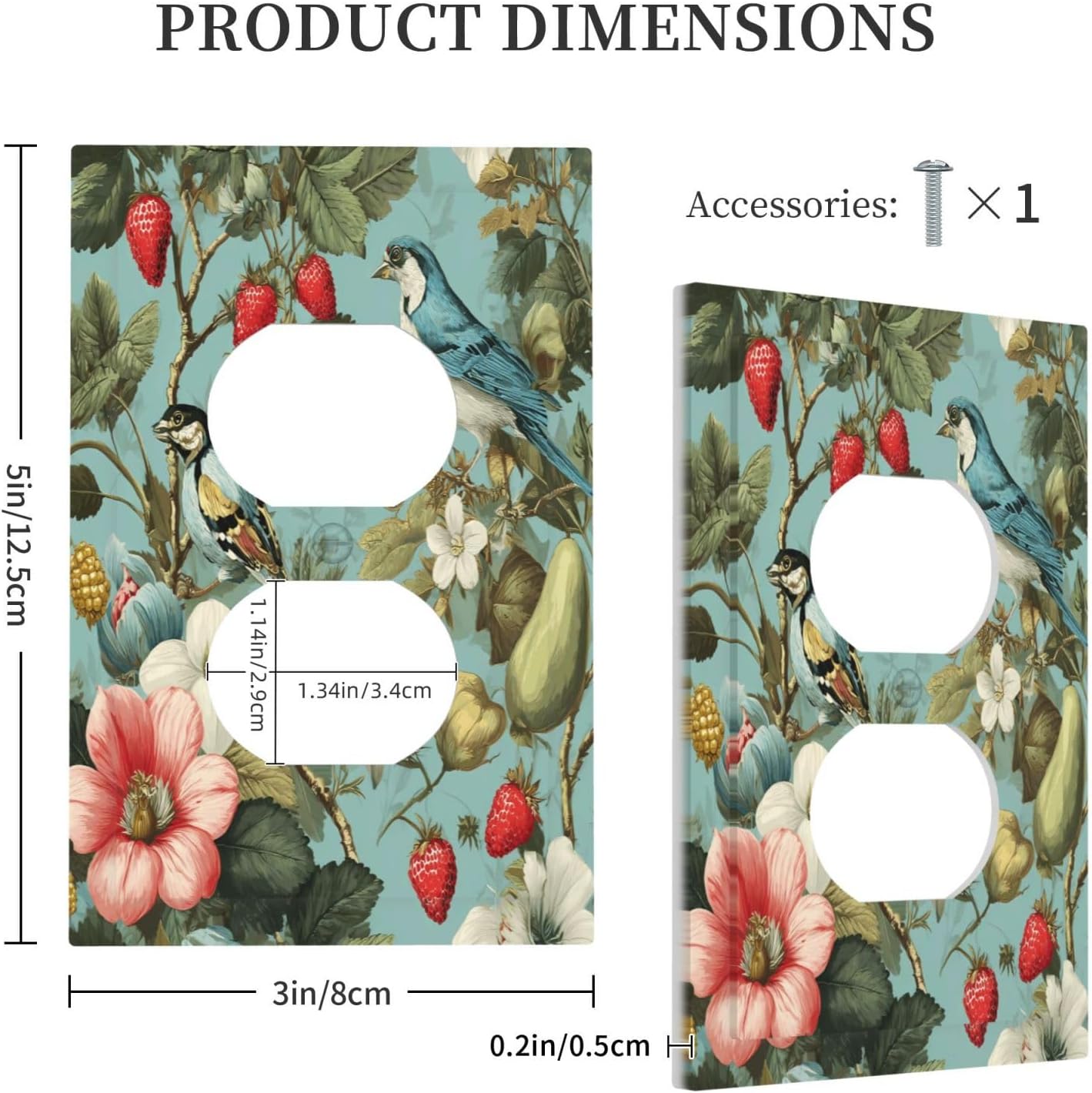 William Morris Flower Duplex Outlet Wall Plate Cover Decorative Light Switch Covers Electrical Faceplate Switch Plates for Bathroom Kitchen Home