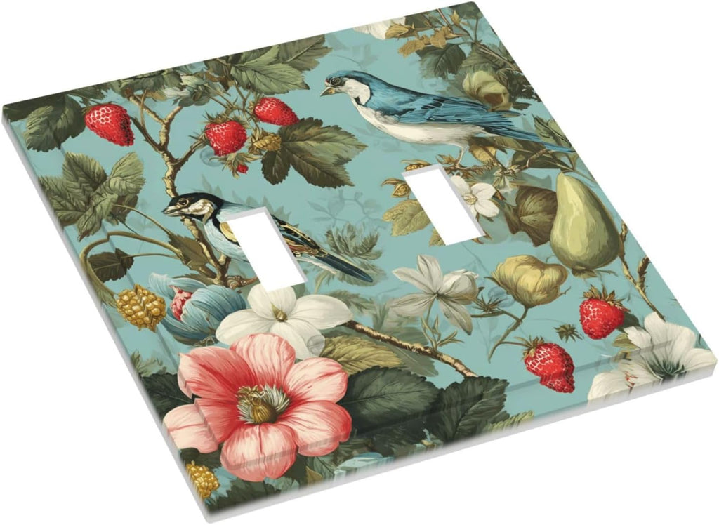 William Morris Flower 2 Gang Double Toggle Wall Plate Cover Decorative Light Switch Covers Electrical Faceplate Switch Plates for Bathroom Kitchen Home