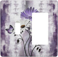 Purple Daisy White Floral Butterfly Flowers 2 Gang Combo 1 Toggle 1 Rcoker Light Switch Covers Decorative Switch Plates Electrical Switch Plates and Outlet Covers for Home Art Decor 4.5 X 4.5 IN