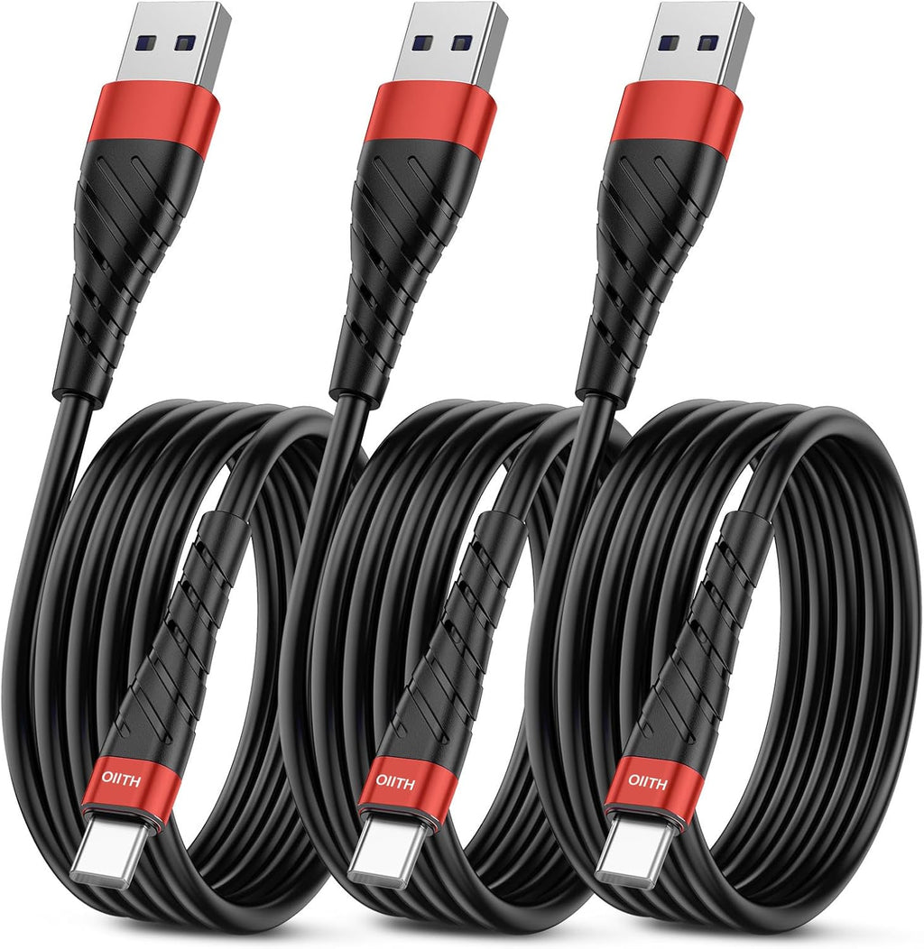 OIITH USB C Cable, USB A to USB C 3A Fast Charging (3FT 3Pack) Phone USB Type-C Charge Cable Android Charge Cord USB C Charger Cable for iPhone 15 Plus/Pro/Pro Max/Samsung/Pad/Laptop/LG/-Red