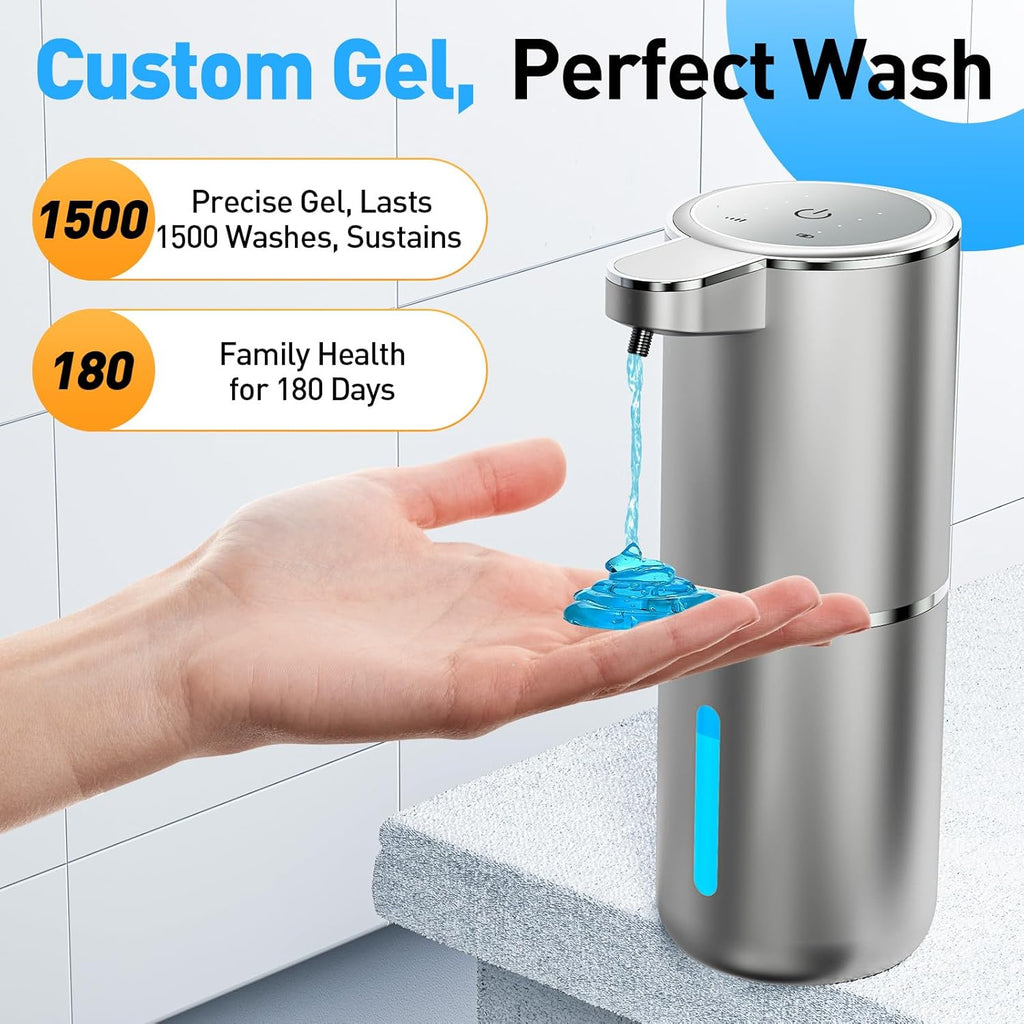 Automatic Soap Dispenser Touchless Automatic Liquid Soap Dispenser 4 Adjustable 1500mAh Soap Dispensing Levels Wall Mount for Kitchen and Bathroom