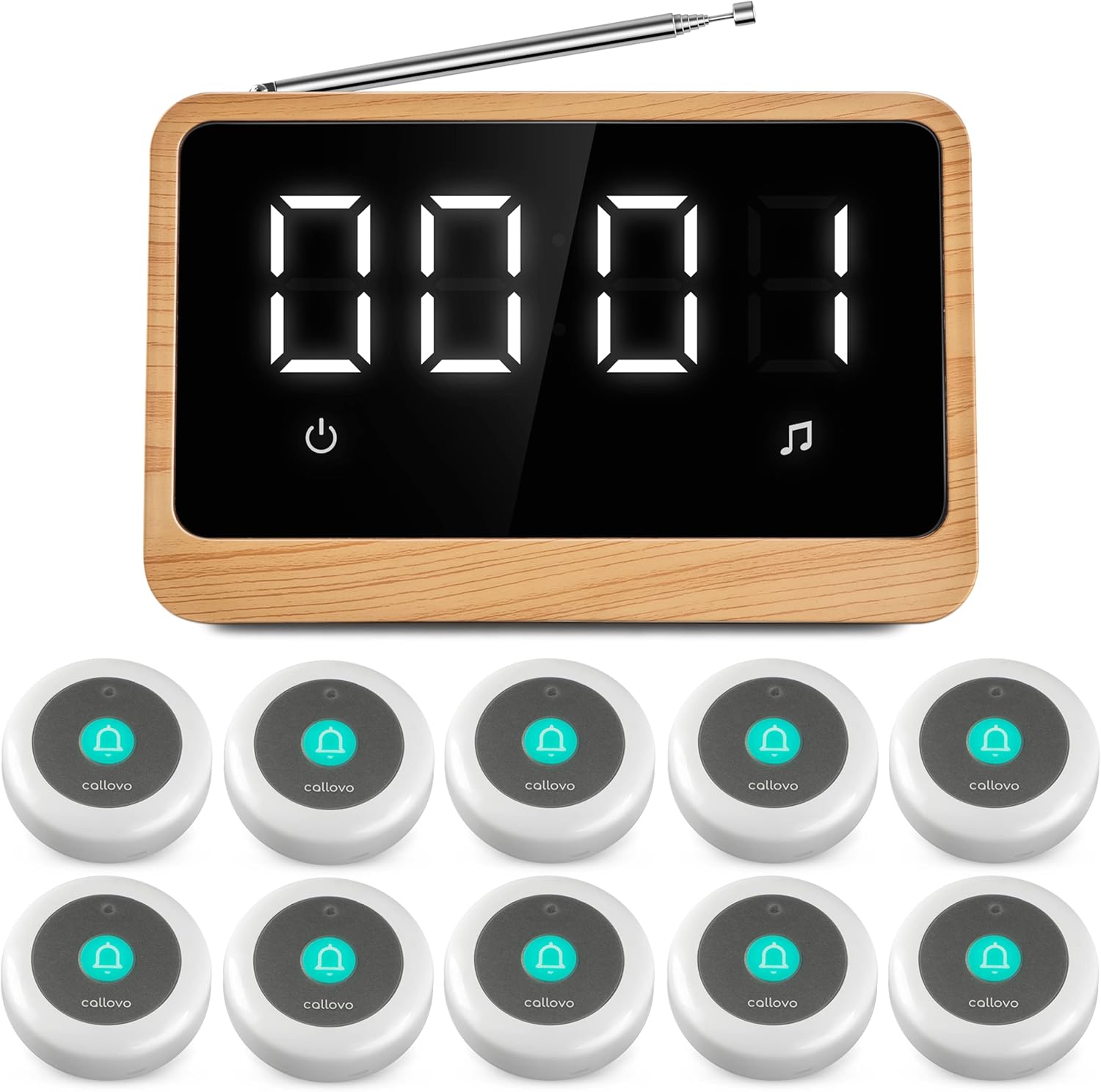 Wireless Call Light System with Call Buttons for Elderly at Home Bell for Clinic, Seniors, Assisted Living, Emergency, Wellness Center, Hospital Restaurant, Maple Wood