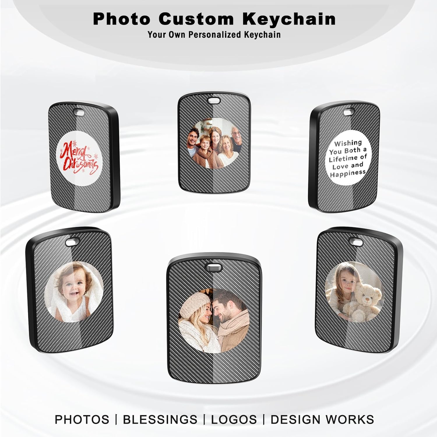 Customized Keychain with Picture,Personalized Photo Keychain with Build-in Find My Tracker,Contact Information,Item Locator for Key,Pets,Luggages,iOS 14.0 and Up,Great Gift for Family and Friends