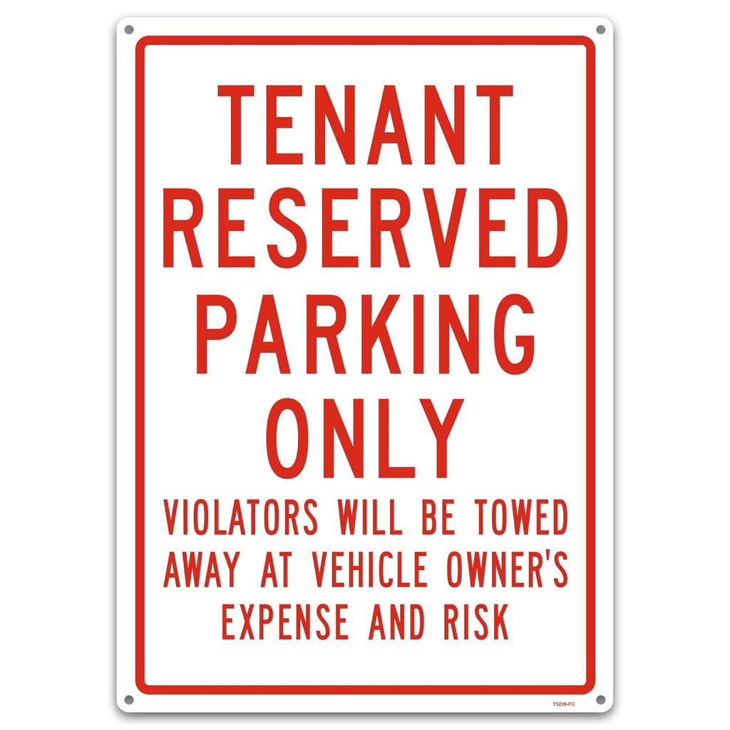 Brimar Tenant Reserved Parking Only Sign 10"x14" - Weatherproof Rust Free Aluminum Warning Sign for Private Property, Parking Lots, Driveways, Yards & Businesses"