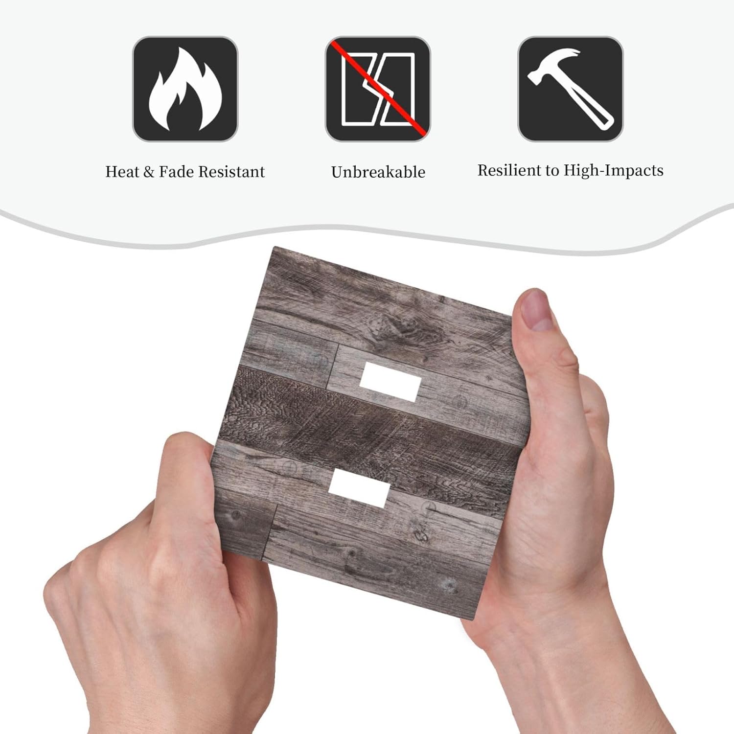 Decorative Switch Plates Rustic Dark Grey Wood Retro Country Wooden 2 Gang Double Toggle Outlet Light Switch Cover Wall Plate Electrical Faceplate for Farmhouse Cabin Decor