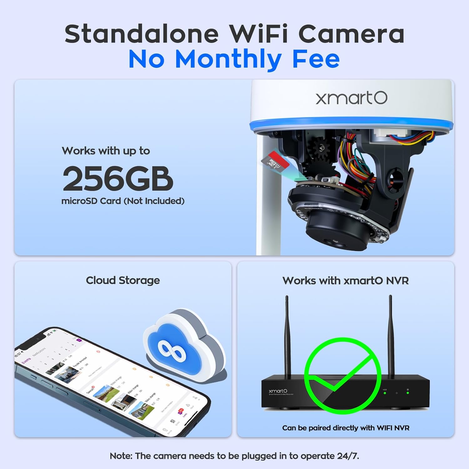 xmartO [AI Tracking Ceiling CAM] 2K HD Metal Dome PTZ Wireless Security Camera with Automatic-Follow, 2-Way Audio and Night Vision (Add on to NVR or Use Standalone, DPK3034)