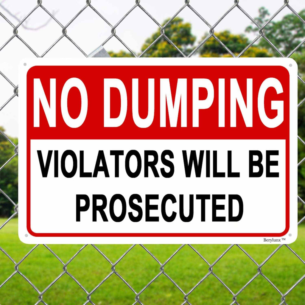 No Dumping Sign,No Littering Sign Outdoor,No Dumping Signs,Home Security Signs, "No Dumping - Violators will be Prosecuted" 16"x24" Aluminum Sign