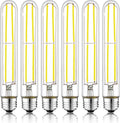 7.3 Inch E26 Led Bulb 6W Dimmable, 6000K Cool White Edison Bulbs 800LM, Equal 80 Watt Tubular T10 T9 Long Clear Glass Light Bulb for Rustic Pendant Industrial Pipe Wall Sconces - 6Pack