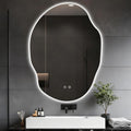 Asymmetrical Bathroom Mirror with Lights,Irregular LED Bathroom Vanity Mirror with Backlit,Anti-Fog,3 Colors and Dimmable Light with Memory,Hardwired Supported[Horizontal/Vertical] 40" H x 30" W