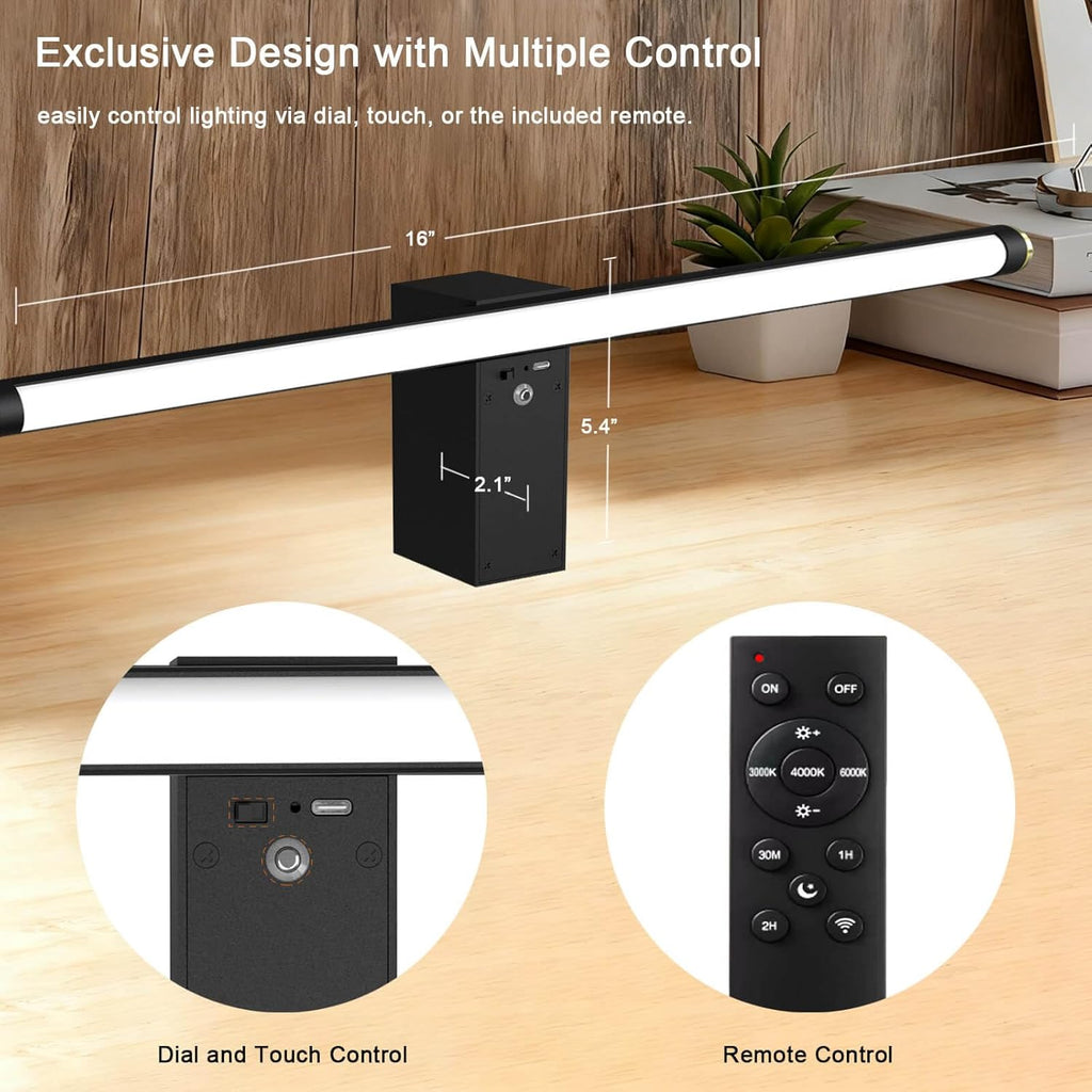 Picture Lights for Wall Battery Operated, Rechargeable Wireless Lights for Pictures on Wall with 3 Color Dimmable Remote for Painting Gallery Dartboard Poster Bedroom Frame Art Decor - Black 16 inch