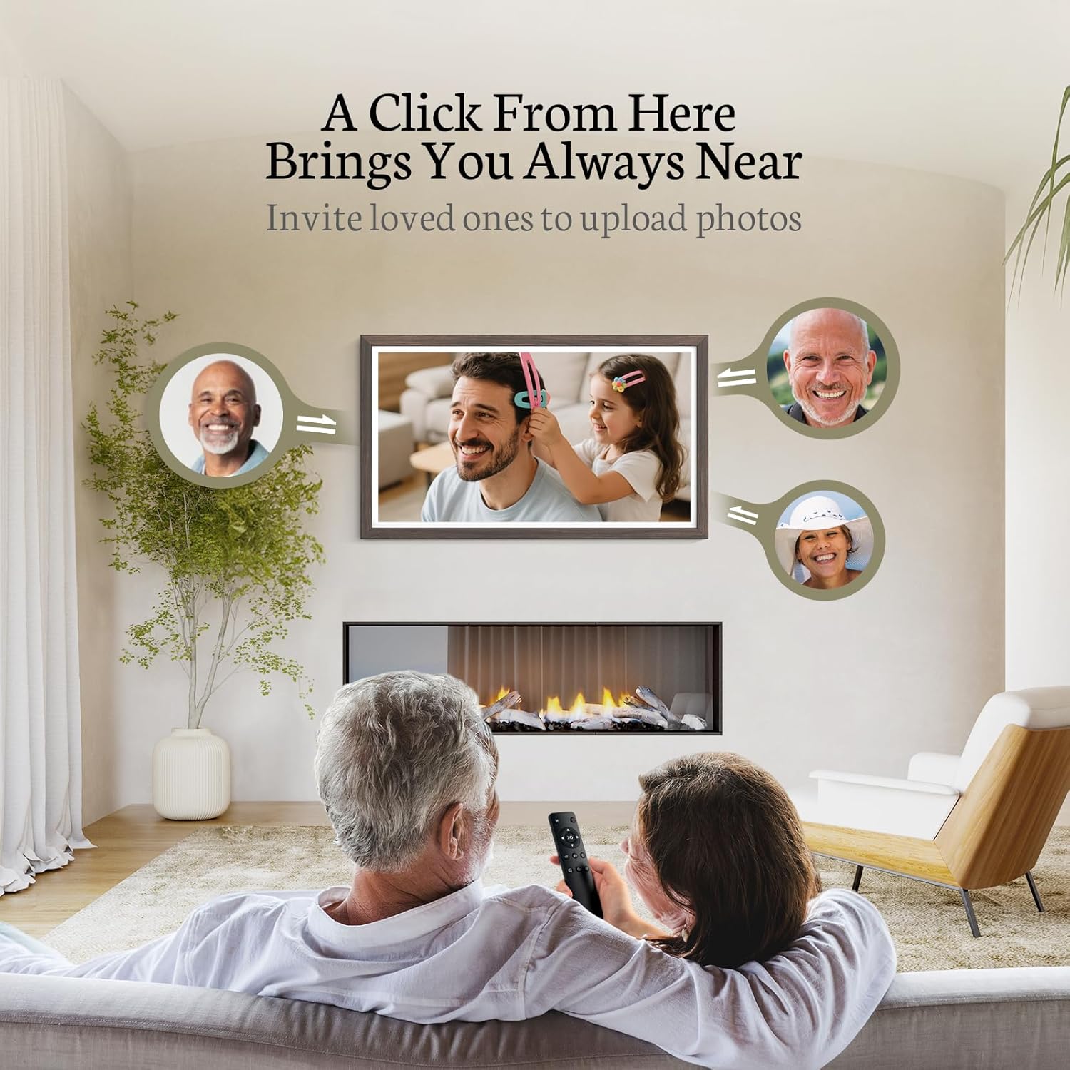 BSIMB Large Digital Picture Frame 24 Inch, 1920x1080 FHD WiFi Digital Photo Frame Electronic 32GB, Wall Mount Included, Share Pictures/Videos via App Easy Setup Gifts for Mom(Non-Touch), Dark Wood