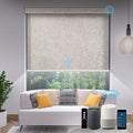 SmartWings Motorized Light Filtering Shades, Work with Matter Homekit Alexa Google, 70% Blackout Shades Translucent, Cordless Window Shades with Remote Rechargeable, Up 110" W x 148" H, Linen Sand
