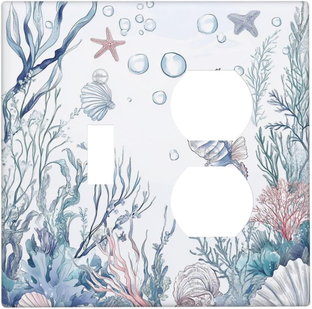 Wallplates Ocean Coral Seahorse Seashell Starfish 1 Toggle 1 Duplex Switch Plate Electrical Gfci Faceplate Decorative Light Switch Covers For Bathroom Home Decor