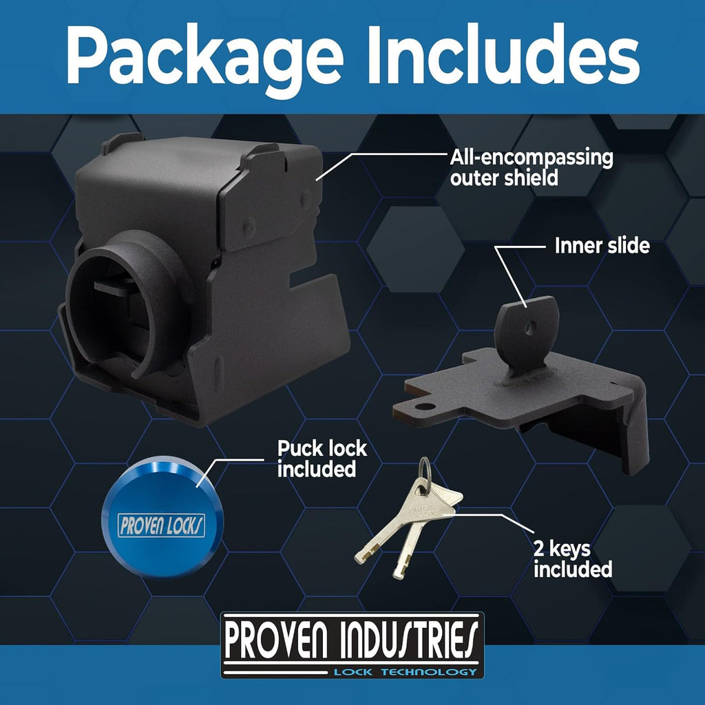 Proven Industries Model 2516 Trailer Lock, Fits 2 5/16-Inch Couplers, Made in The USA (Blue-Square)
