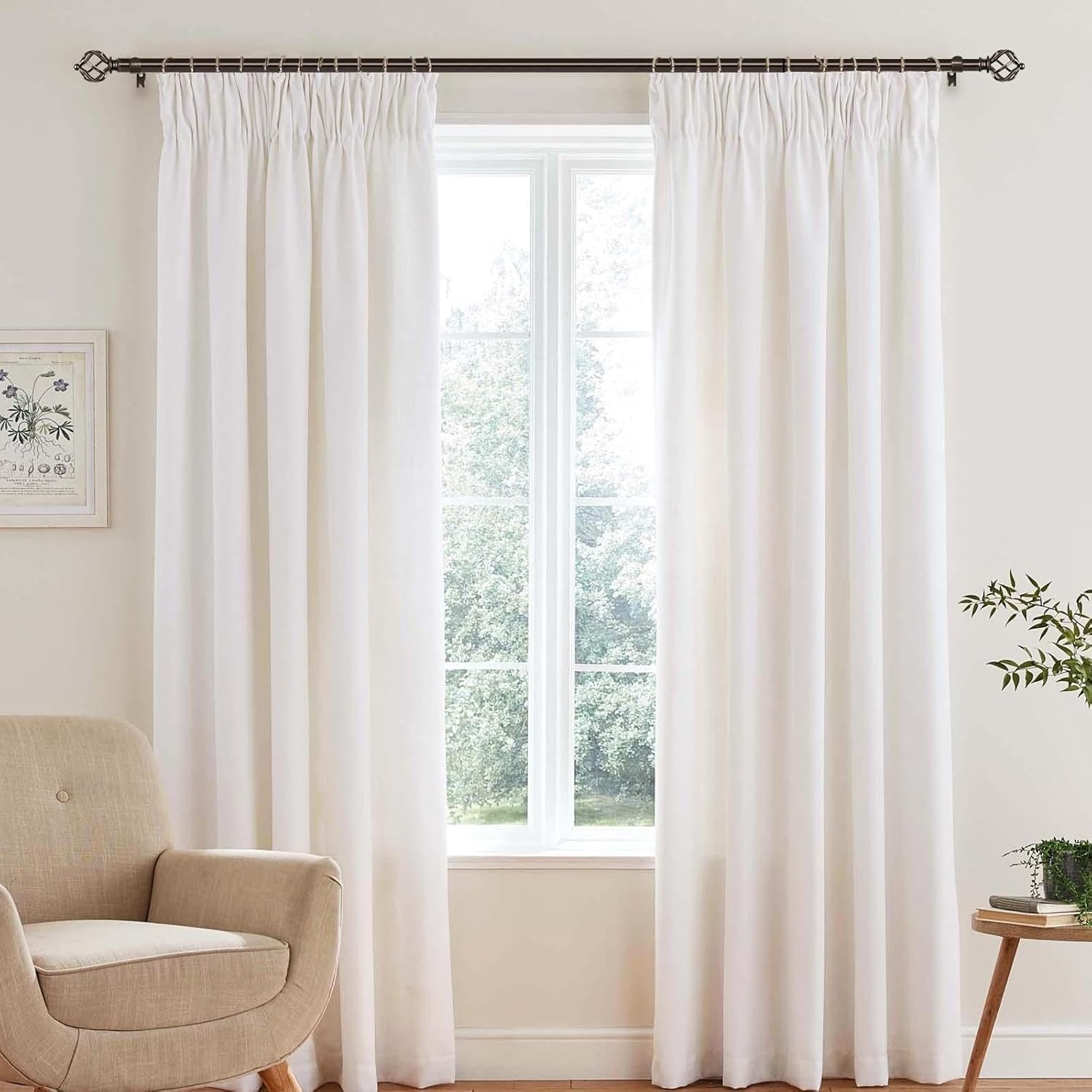 KAMANINA 2 Pack Curtain Rods 32 to 58 Inches (2.6-4.8ft), 3/4 Inch Curtain Rods for Windows Splicing Adjustable Single Drapery Rod with Twisted Cage Finial, for Indoor and Outdoor, Bronze