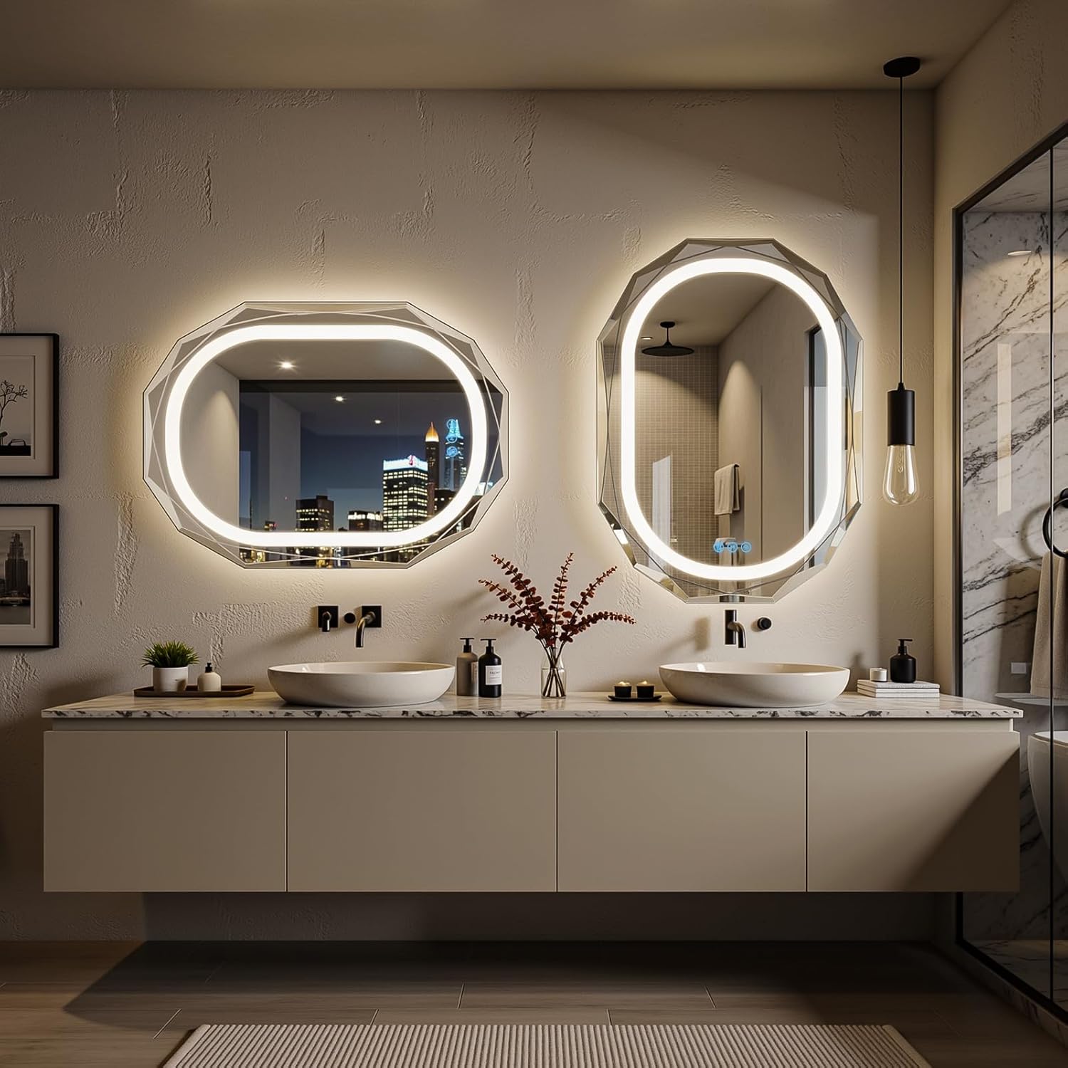 30"X40" Oval LED Bathroom Mirror with Lights, Frameless Vanity LED Mirror for Bathroom with Beveled Edge, Backlit Anti-Fog, Dimmable, 3 Colors, Memory Function, Tempered Glass, Shatter-Proof