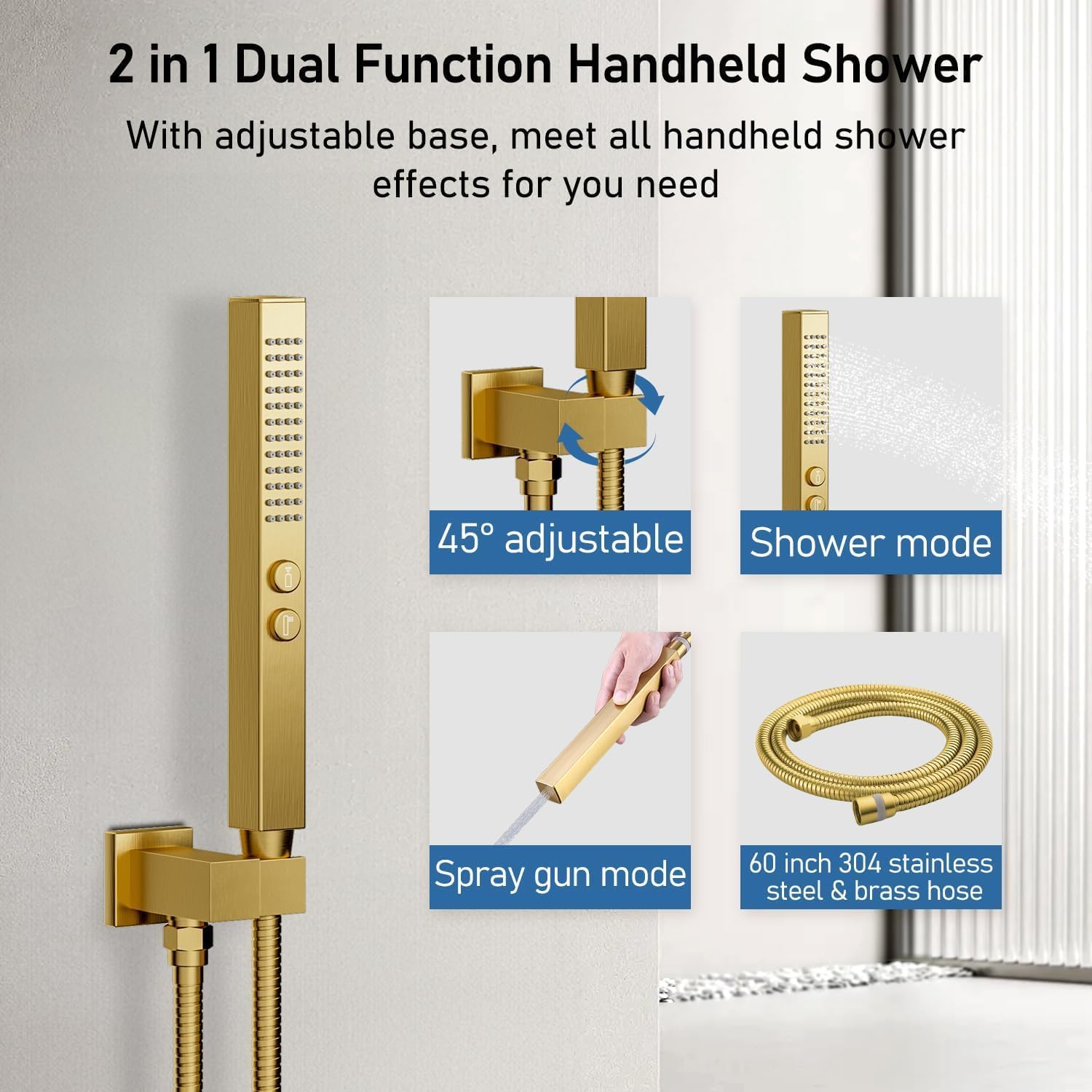 Shower Systems with Rain Shower and Handheld,STARBATH Dual Head 12+6" Rainfall Shower Can Run All Together, Ceiling Mount Shower Faucet Set with Pressure Balance Valve and Trim Kit, Brushed Gold