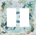 Decorative Outlet Covers Nautical Green Sea Turtles Beach Blue Ocean 2 Gang Double Gfci Rocker Electrical Wall Panels Light Switch Cover Plate For Bathroom Kids Room Decor