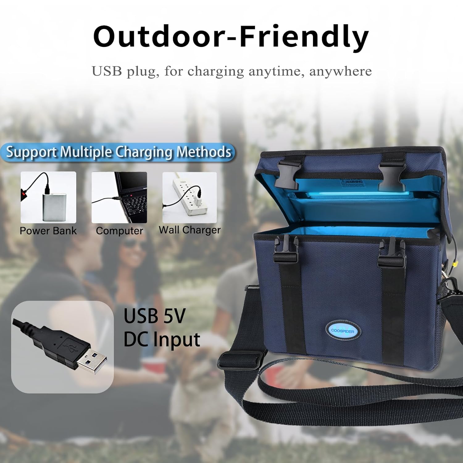 3 Gallon Large-powerful UV Light Sanitizer Box, Portable Foldable Cleaner and Sanitizing Machine with 3-level Timer, UV Cleaner Bag for Key, Towel, Mask Cleaning Machine USB Wall Plug-in Charging Blue