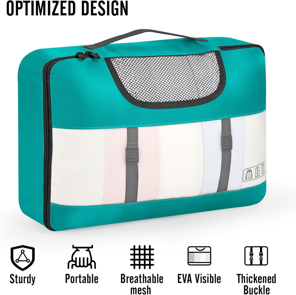 Veken 10 Set Packing Cubes for Kids & Toddler, Airplane Travel Essentials, Beach Vacation & Road Trip Suitcase Organizer Bags Set for Luggage, with Hanging Toiletry & Shoe Bag