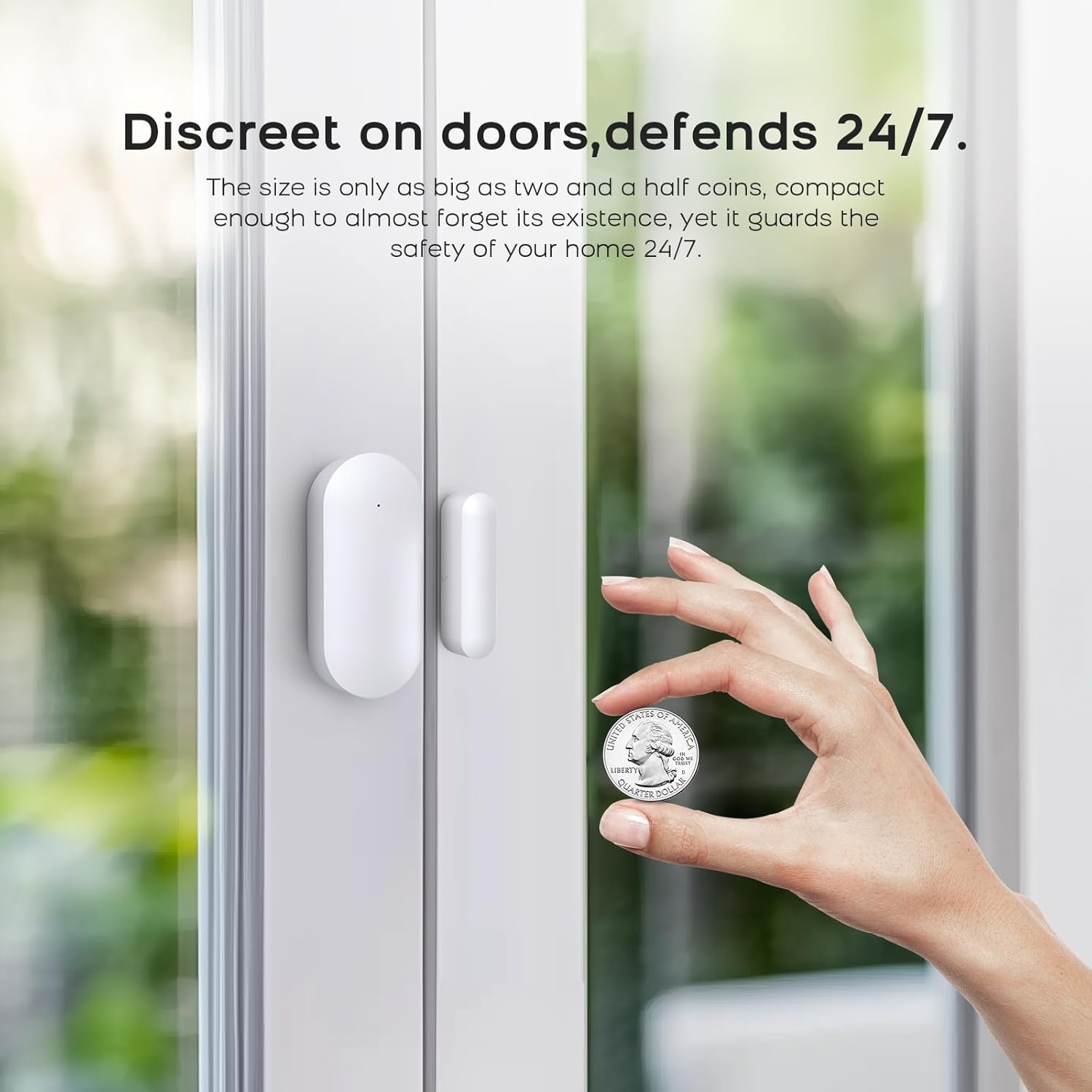 Door Alarm Window Sensors, Door Open Alarm Long Battery Life Wireless for Security Real-Time Notification WiFi Contact Sensor App Control No Monthly Fee, White (4-Pack)
