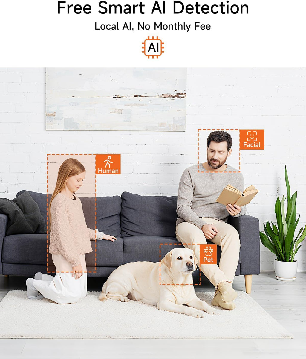 5G Pet Camera Indoor with Phone App, 3K Cat Dog Cameras with Speaker, Pan-Tilt WiFi Baby Monitor Camera for Home Security, Pet/Facial AI Detection Motion Tracking, 2-Way Talk, 2.4G/5G Wi-Fi