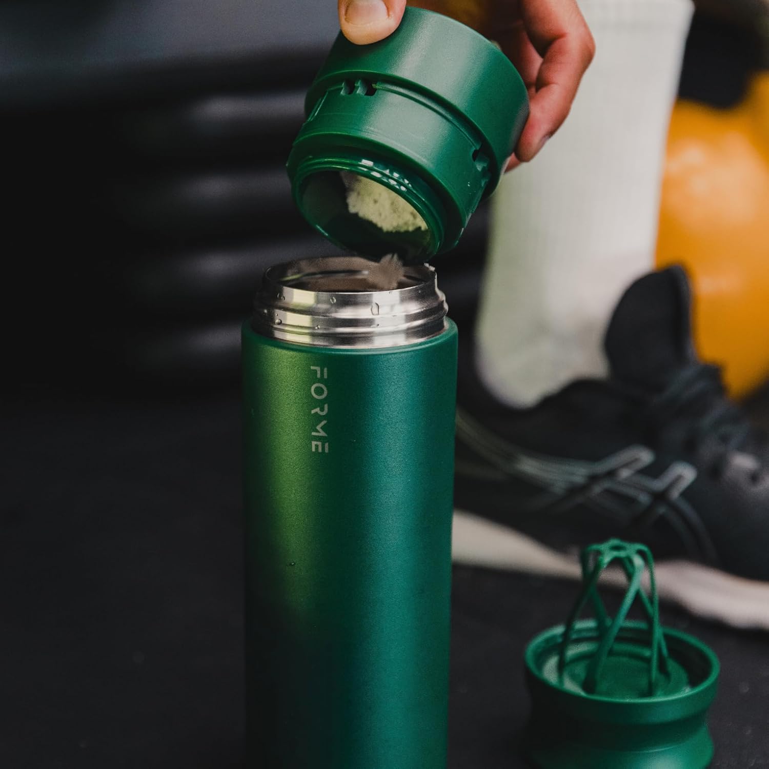 FORME - Blender Shaker Bottle, Leakproof Double Insulated Stainless Steel, Noiseless Shaker Bottle for Hot & Cold Drinks with Supplement Storage, Ideal for Protein & Shakes (Jungle, 16.9 oz)