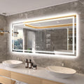 60x28 Inch LED Bathroom Mirror with Lights, RGB Color Changing Lighted Mirrors for Bathroom Wall, Dimmable, Anti-Fog,Large LED Mirror for Bathroom (RGB Multicolor Backlit+Front-Lit)