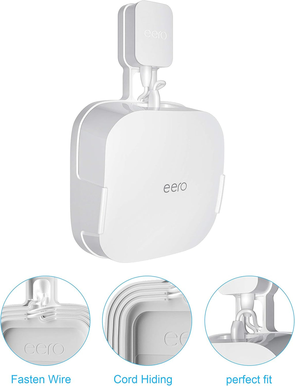 COOLWUFAN Wall Mount Holder for eero Pro 6/6E Home WiFi System - Simple and Sturdy Stand Bracket for Tri-Band Mesh Wi-Fi 6 System (White, 3 Pack)