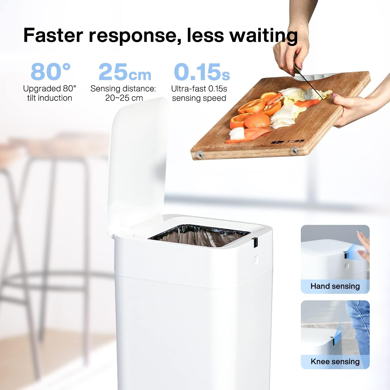 Airdeer Automatic Trash Can, 4 Gallon Self Sealing and Self-Changing Smart Trash Can, Motion Sensor, Touchless Garbage can with lid for Kitchen Bathroom Office, 6 Refill Rings(A1, Golden line)