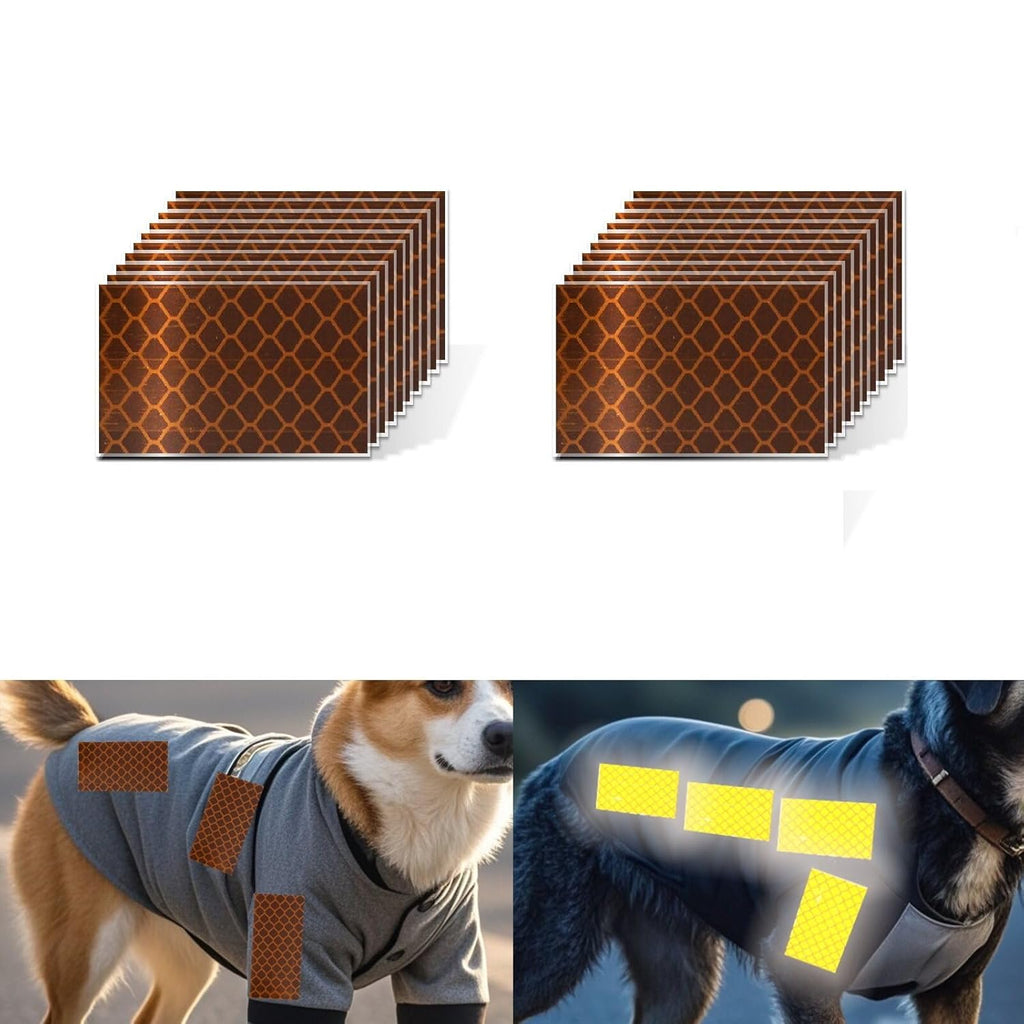 Non Fading Brown Reflective Stickers 1 inch X 2 inch, Outdoor Waterproof High Visibility Warning Safety Adhesive Reflector Tape (20 Pcs)