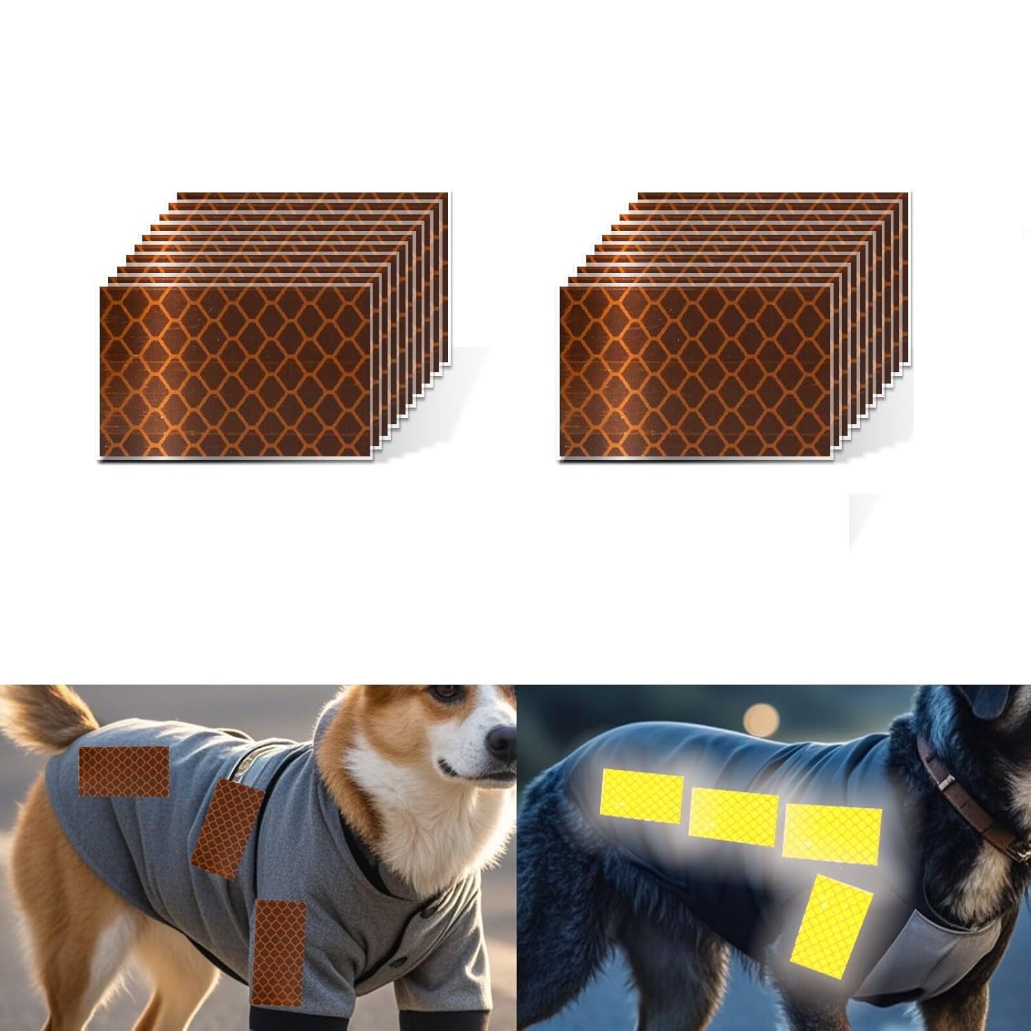 Non Fading Brown Reflective Stickers 1 inch X 2 inch, Outdoor Waterproof High Visibility Warning Safety Adhesive Reflector Tape (20 Pcs)