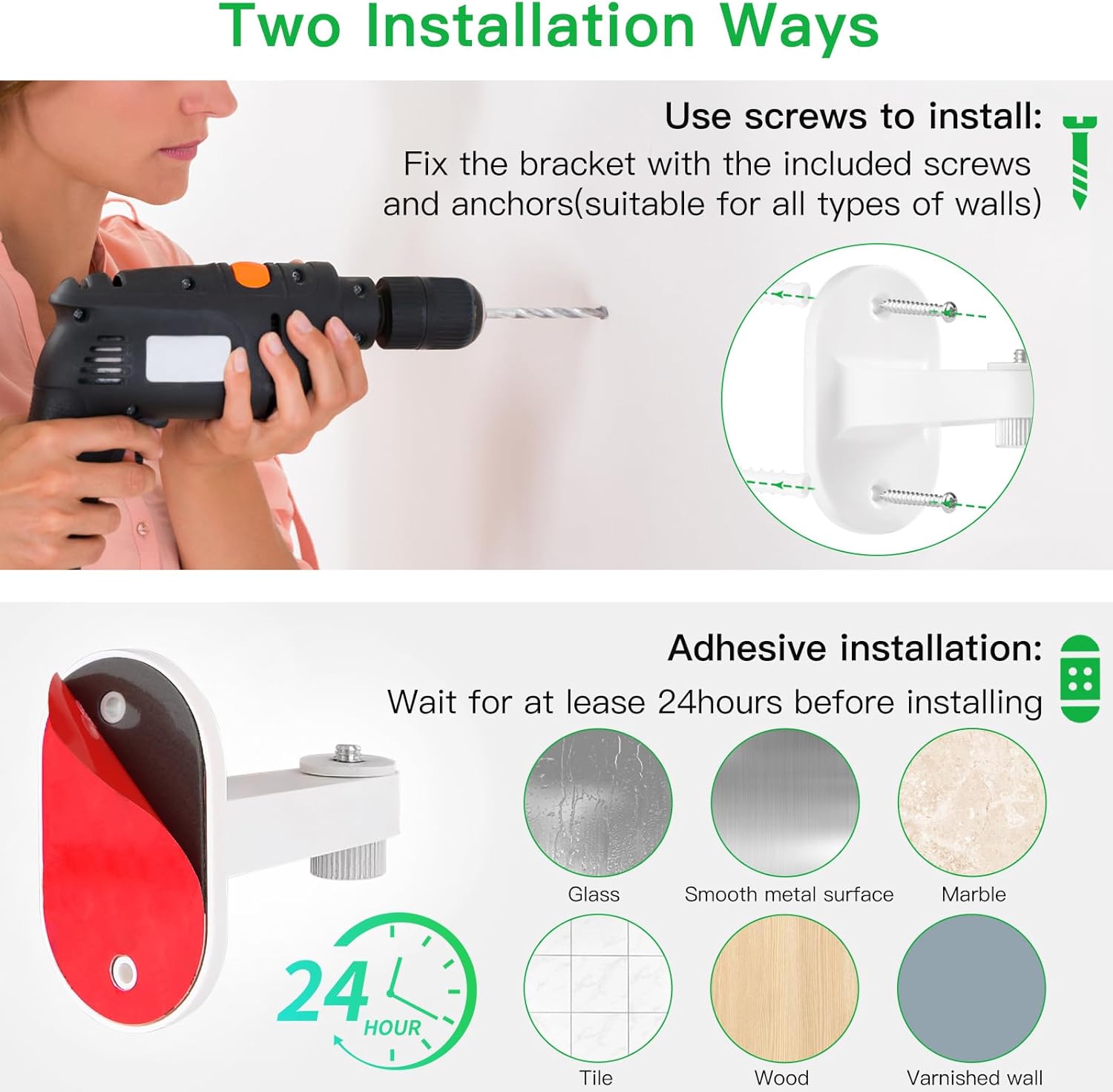 2Pack Adhesive Wall Mount Compatible with Blink Mini and Blink Mini 2, Two Easy Installation, No Drill Mounting Bracket by ALERTCAM, White
