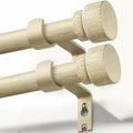 2 Pack White Oak Wood Grain Curtain Rods for Windows 48 to 84 Inches 1" Diameter Boho Decorative Heavy Duty Window Curtain Rod Adjustable with Solid Finials for Living Room Bedroom Kitchen Farmhouse