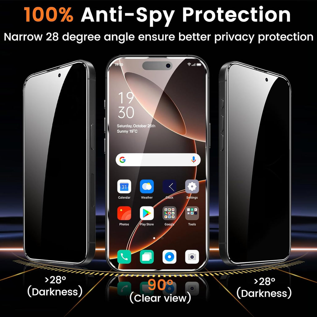4+4 Pack Privacy Screen Protector for iPhone 16 Pro Max 6.9-Inch with 4 Pack Camera Lens Protector, Anti Spy Tempered Glass Film 9H Hardness Case Friendly