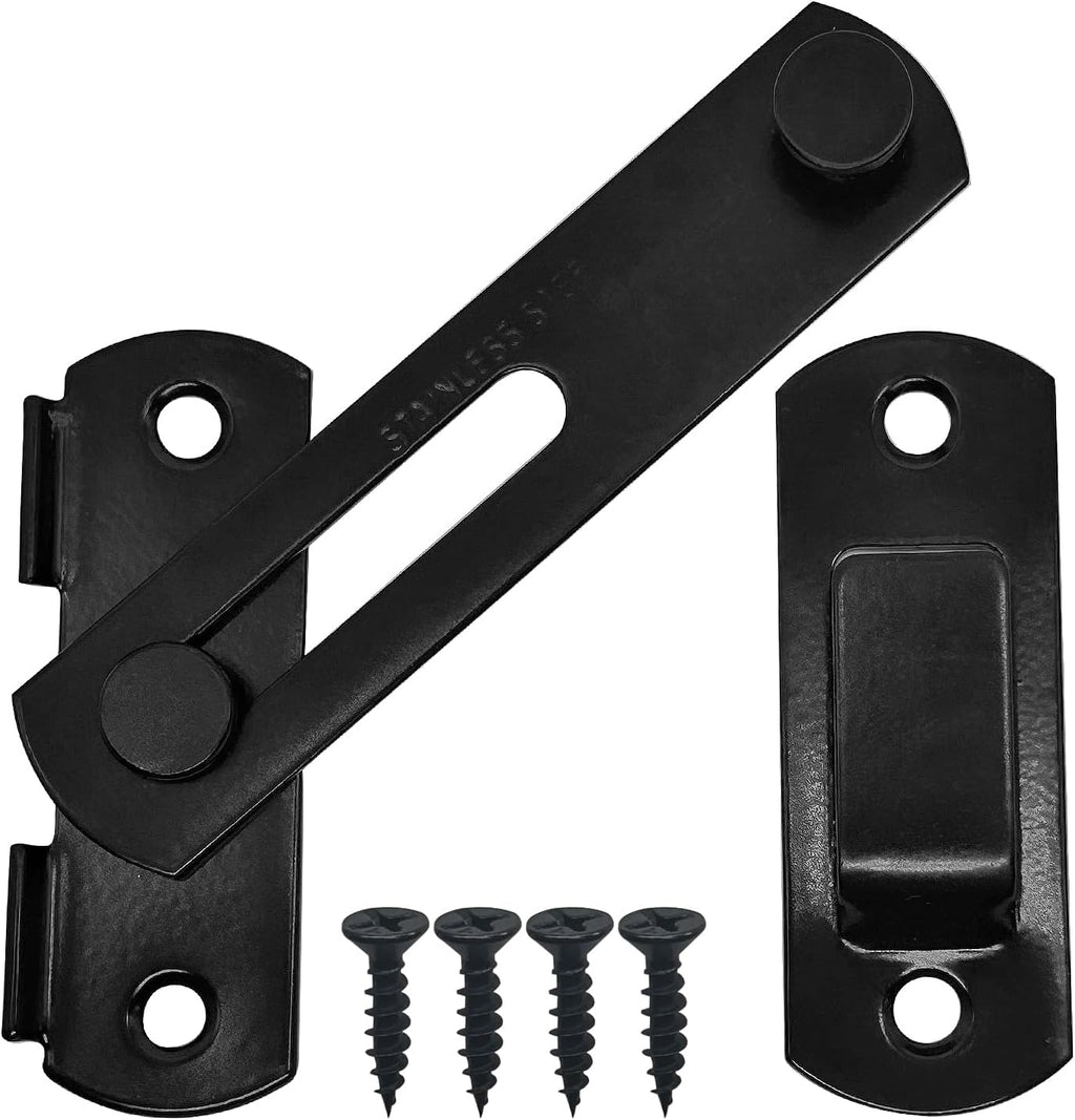 2 Set 4" Gate Latches Safety Door Lock for Barn Door, Heavy Duty Stainless Steel Farm Flip Gate Latch,Black