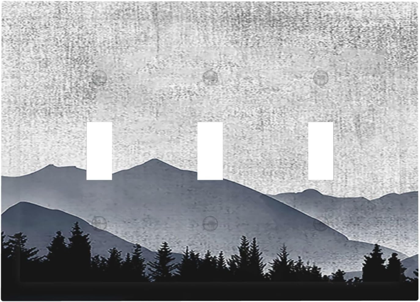 Decorative Switch Plates Natural Landscape Mountains Pine Trees 3 Gang Wall Plate Triple Toggle Light Switch Cover Faceplate Electrical Wall Panels for Bedroom living Room Decor