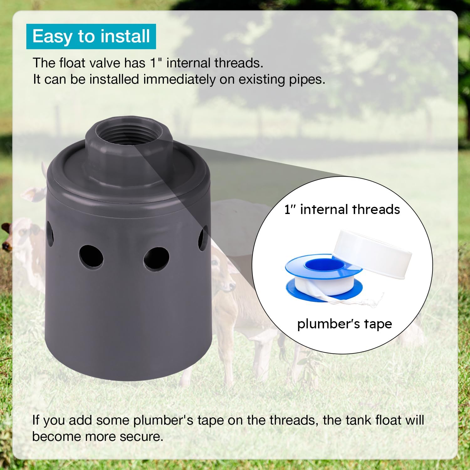 1" Float Valve, Automatic Water Filling, Maintaining Constant Water Level | Automatic Water Shut Off Valve | Water Tank Float Valve Can Be Used in Livestock Troughs, Reservoirs, Fountains, Etc.