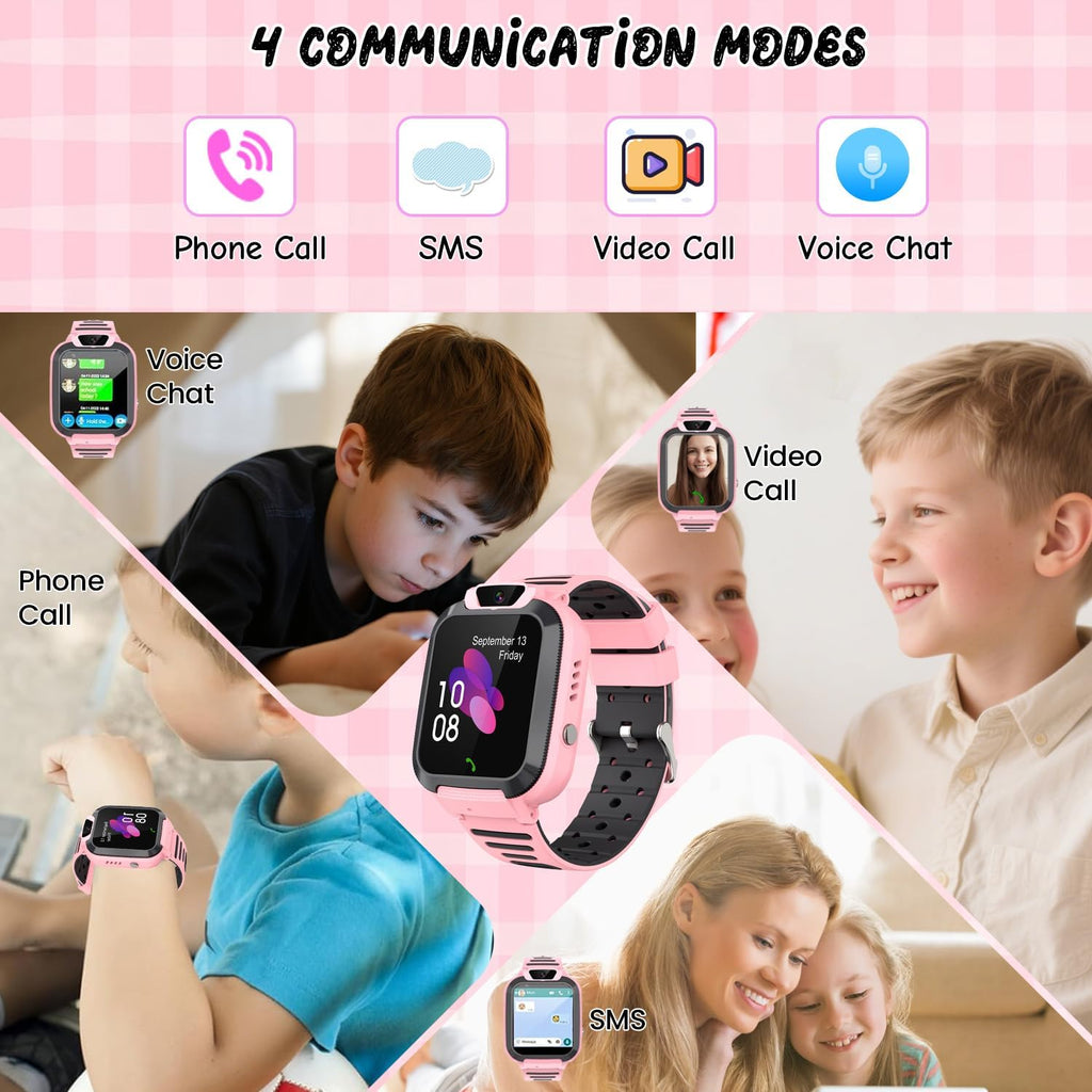 2G Kids Smart Watch, SOS Emergency Call, Video Calling, Waterproof Activity Tracker for 3-12 Years Girls/Boys - Birthday Gift Idea