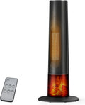 Tower Heater for Indoor Use - 25" Portable Space Heater with 3D Flame, Remote, Adjustable Thermostat, 2 Heat Modes, Multiple Safety Protection, 12H Timer, Quiet Electric Heater for Large Room