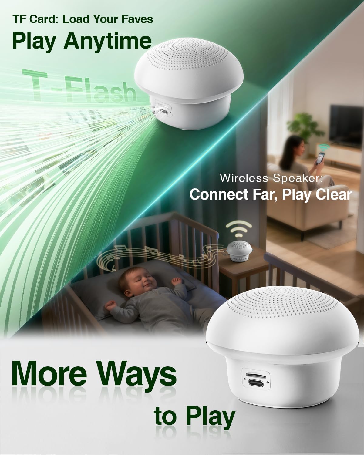 Portable White Noise Sound Machine for Baby Kids Adults with 20 Natural Soothing Sounds, 48H Playback, 30-Level Volume, 3 Timers, Memory & Night Light, Noise Canceling for Sleeping, Home, Travel, Mini