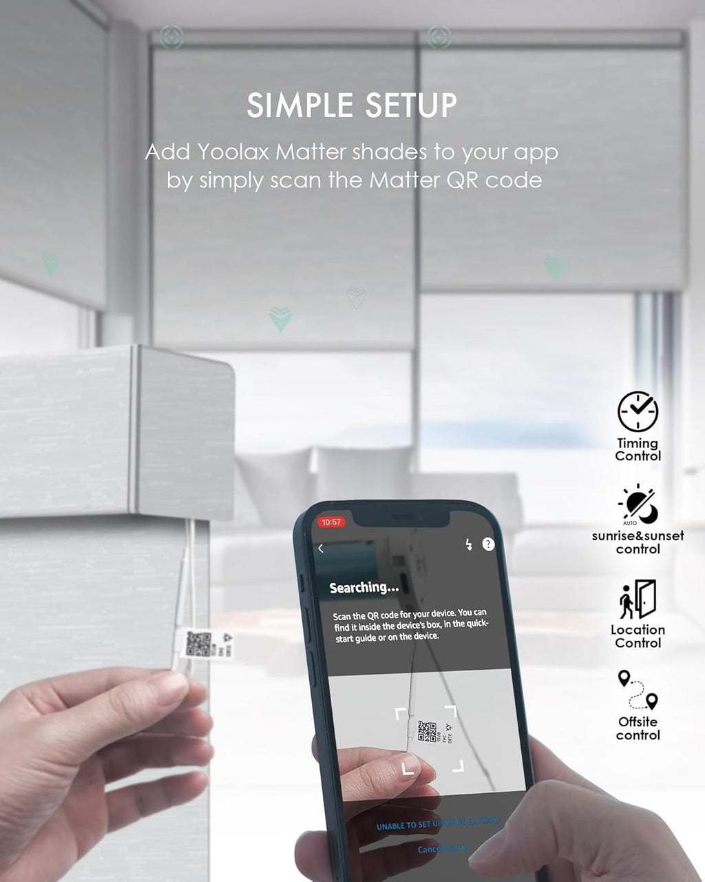Yoolax Smart Blinds, Motorized Matter Roller Shades Blackout Automatic Blinds for Windows Motorized Shades Compatible with Alexa, Google Home, Homekit(Blackout Jacquard White)
