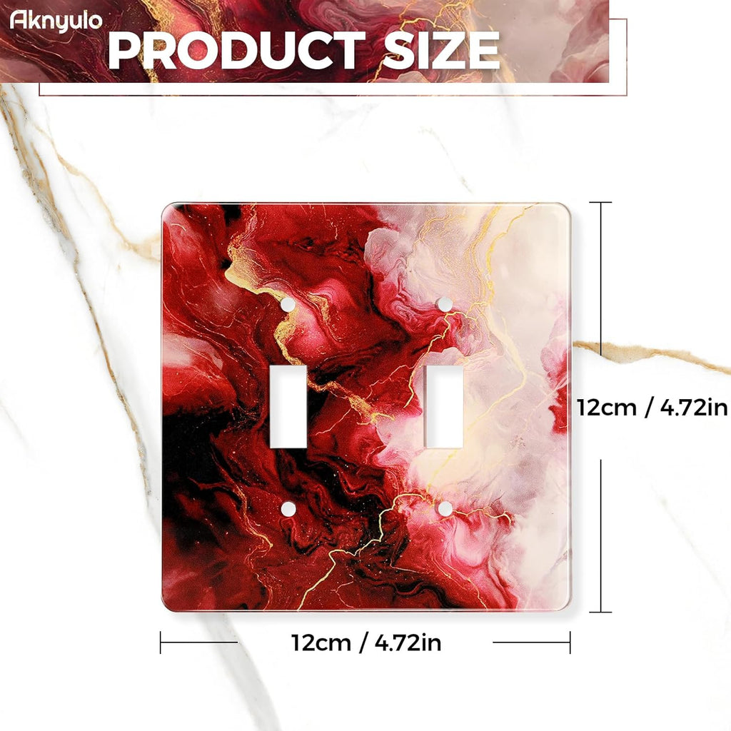 Rich Burgundy Marble Acrylic Light Switch Wall Plate Plates Decorative Electrical Outlet Cover Plates Acrylic Double Wall Outlet Covers Switch Plates